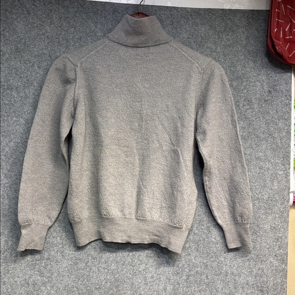 Brunella Gori Italy grey wool long sleeve mid zip up sweater shirt L - Picture 5 of 10